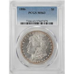 1886 $1 Morgan Silver Dollar Coin PCGS MS63