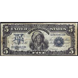 1899 $5 Indian Chief Silver Certificate Note