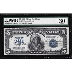 1899 $5 Indian Chief Silver Certificate Note Fr.273 PMG Very Fine 30