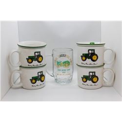 4 John Deere mugs and glass mug