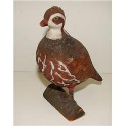 SMALL PRIMITIVE STANDING QUAIL CARVING