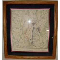FRAMED MAP OF BATTLE OF GETTYSBURG