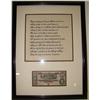 Image 1 : FRAMED $10 CONFEDERATE NOTE WITH POEM