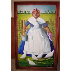 LARGE CONTEMPORARY BLACK AMERICANA PAINTING