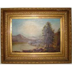 EARLY LANDSCAPE OIL ON CANVAS PAINTING