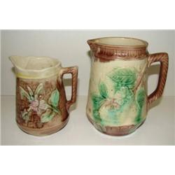 PAIR OF MAJOLICA CREAMERS