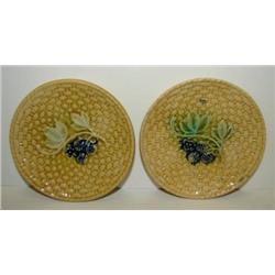 PAIR OF MAJOLICA BUTTER PATS