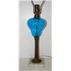 Image 2 : TABLE LAMP WITH BLUE GLASS BOWL