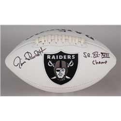 Jim Plunkett Signed Raiders Logo Football Inscribed "S.B. XV-XVIII Champ" (Beckett COA)