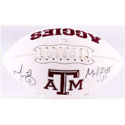 Michael Bennett  Martellus Bennett Signed Texas AM Aggies Logo Football (JSA COA)
