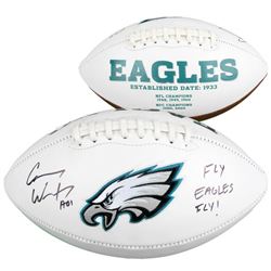 Carson Wentz Signed Eagles Logo Football Inscribed "AO1"  "Fly Eagles Fly!" (Fanatics Hologram)
