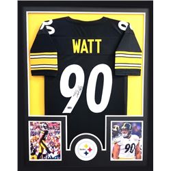 T.J. Watt Signed Steelers 34x42 Custom Framed Jersey (Radtke COA)