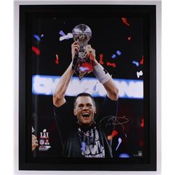 Tom Brady Signed Patriots Super Bowl LI 40x48 Custom Framed Limited Edition Photo (Steiner COA  TriS