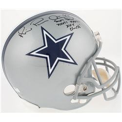 Michael "Playmaker" Irvin Signed Cowboys Full-Size Helmet Inscribed " Super Bowl XXVII, XXVIII, XXX 