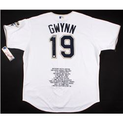 Tony Gwynn Signed LE Padres Career Highlight Stats Jersey (Beckett COA)