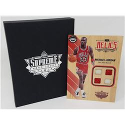 Michael Jordan 2016-17 Upper Deck Supreme Hardcourt NBA Relics Floor With (4) Jersey Swatches