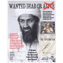 Robert O'Neill Signed LE "Bin Laden Wanted Dead or Alive" 11x14 Photo (PSA COA)