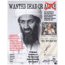 Robert O'Neill Signed LE "Bin Laden Wanted Dead or Alive" 11x14 Photo (PSA COA)