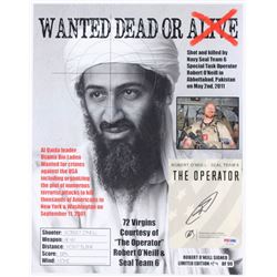 Robert O'Neill Signed LE "Bin Laden Wanted Dead or Alive" 11x14 Photo (PSA COA)