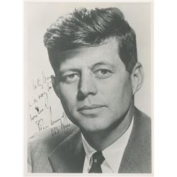 John F. Kennedy Signed 7.5x10 Photo Inscribed "With Very Best Wishes"  "USS Mass" (JSA LOA)