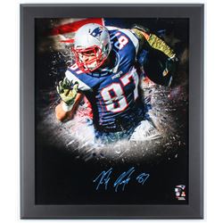 Rob Gronkowski Signed Patriots 27x23 Custom Framed Photo Display (Fanatics Hologram)