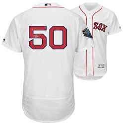 Mookie Betts Signed Red Sox World Series 2018 Majestic Jersey (Fanatics Hologram)