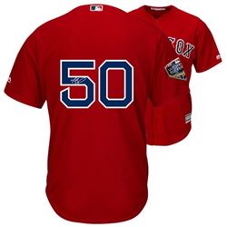 Mookie Betts Signed Red Sox World Series 2018 Majestic Jersey (Fanatics Hologram)