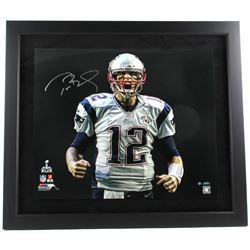 Tom Brady Signed Patriots LE "Super Bowl 49 Touch Down Scream" 27x31 Custom Framed Photo (Steiner CO