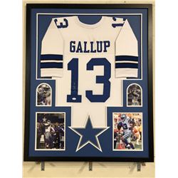 Michael Gallup Signed 34x42 Custom Framed Jersey Display (JSA COA)