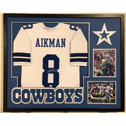 Troy Aikman Signed 34x42 Custom Framed Jersey Display (JSA COA)