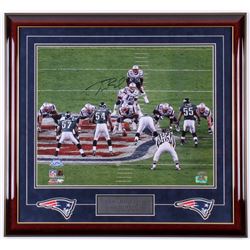 Tom Brady Signed New England Patriots Super Bowl XXIX 24.75x26.75 Custom Framed Photo with Patches (