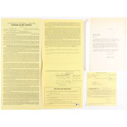Lot of (2) Paul Krause Signed Washington Redskins Player Contracts (Beckett Hologram)