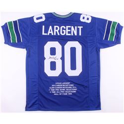 Steve Largent Signed Career Highlight Stat Jersey Inscribed "HOF 95" (JSA COA)