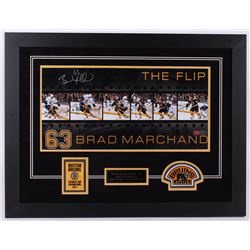 Brad Marchand Signed Bruins "The Flip" 25.5x33.25 Custom Framed Photo Display (Marchand Hologram)