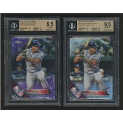 Lot of (2) BGS Graded 9.5 2016 Topps Chrome #143 Gary Sanchez Baseball Cards with (1) Blue Wave Refr