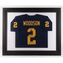 Charles Woodson Signed 35.5x43.5 Custom Framed Jersey Inscribed "Heisman 97" (Radtke COA  GTSM Holog