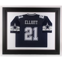 Ezekiel Elliott Signed 35.5x43.5 Custom Framed Jersey (Beckett COA)