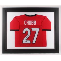 Nick Chubb Signed Georgia Bulldogs 35.5x43.5 Custom Framed Jersey (Radtke COA)