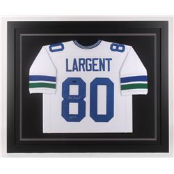 Steve Largent Signed 35.5x43.5 Custom Framed Jersey Inscribed "HOF 95" (Radtke COA)