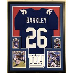 Saquon Barkley Signed 34x42 Custom Framed Jersey (JSA COA)