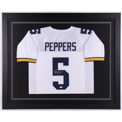 Jabrill Peppers Signed 35.5x43.5 Custom Framed Jersey (JSA COA)