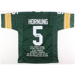 Paul Hornung Signed Career Highlight Stat Jersey (JSA COA)