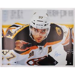 Patrice Bergeron Signed Boston Bruins 34x44 Canvas (Bergeron COA)
