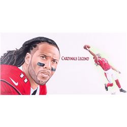 Larry Fitzgerald Arizona Cardinals "Cardinals Legend" 20x40 Original Water Color and Pencil Art Piec