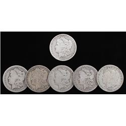 Lot of (6) Morgan Silver Dollars with 1891-CC