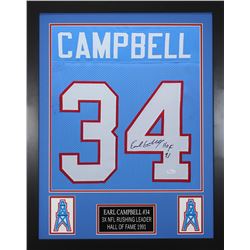 Earl Campbell Signed 24x30 Custom Framed Jersey (JSA COA)