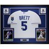 Image 1 : George Brett Signed Kansas City Royals 35x43 Custom Framed Jersey Inscribed "HOF 99" (Fanatics  MLB 