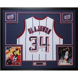 Hakeem Olajuwon Signed 35x43 Custom Framed Jersey (JSA COA)