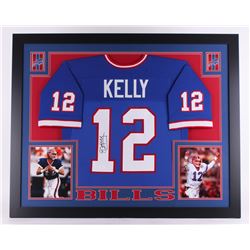 Jim Kelly Signed 35x43 Custom Framed Jersey (JSA COA)