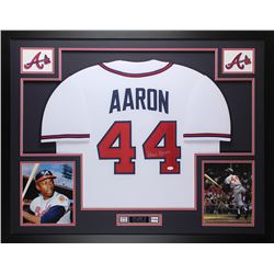 Hank Aaron Signed 35x43 Custom Framed Jersey (JSA COA)